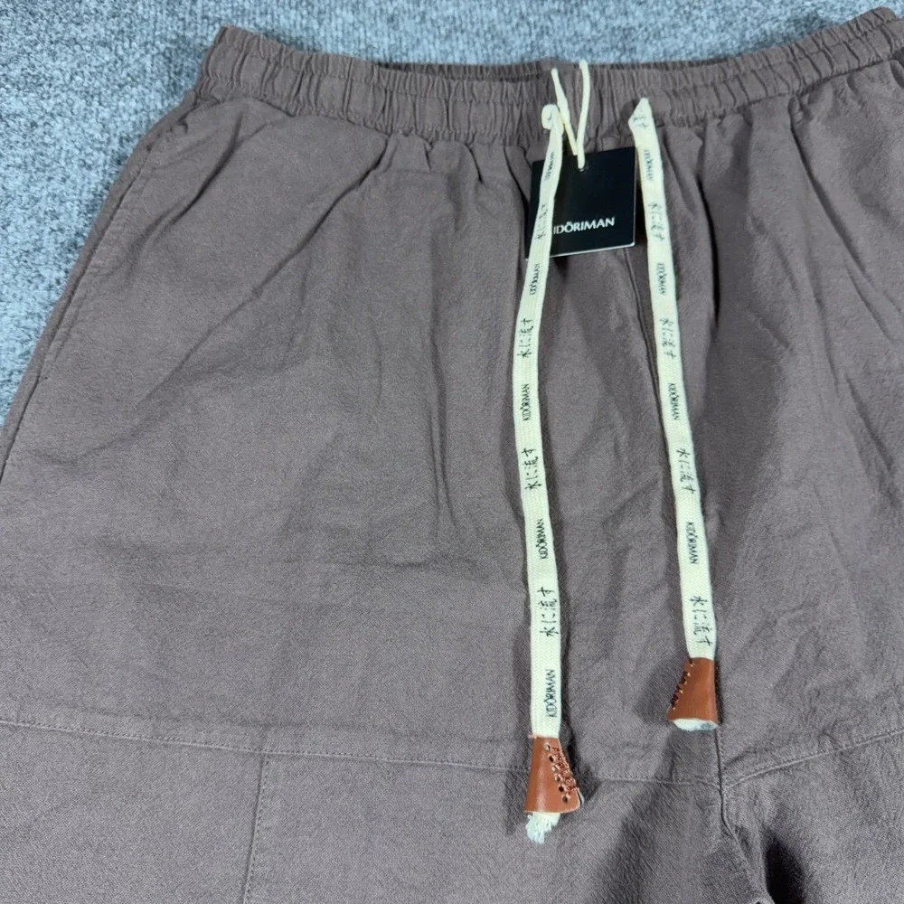 Kidoriman Mens XL Brown Cotton Jogger Pants Elastic Waist Drawstring Tapered NWT